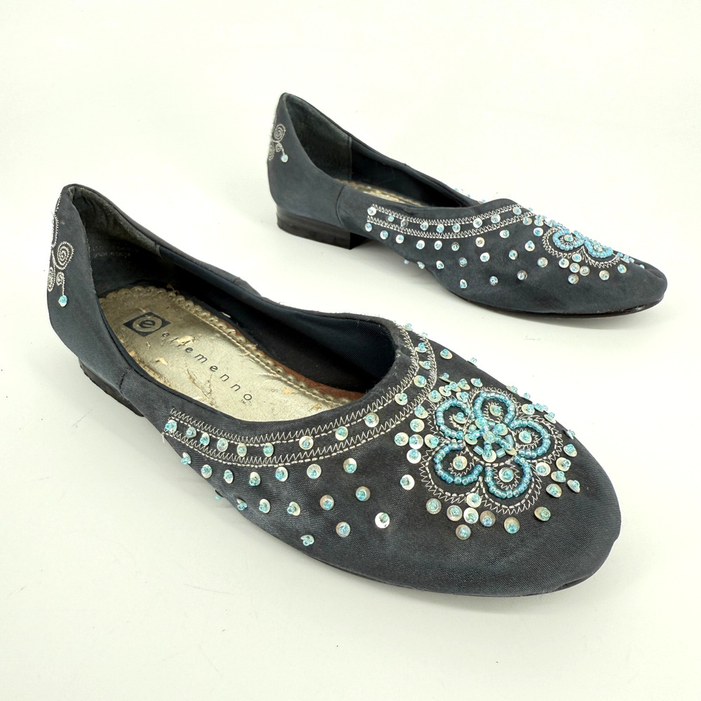 Elemento Embellished Flats Sequin Beaded Shoe India Size 5.5 Boho Festival Indie